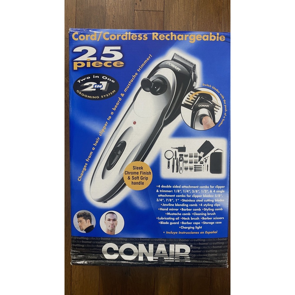 NEW Conair Men's Hair Clippers Beard & Mustache Trimmer Cord/Cordless 25 Pieces